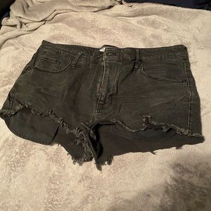 High waisted black jean shorts